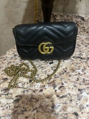 Designer inspired  Black Quilted Mini Marmont Crossbody